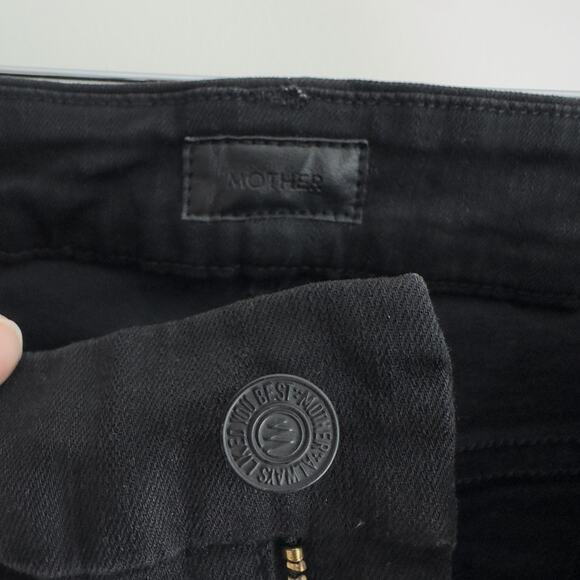 Mother Jeans Womens 27 Black The Looker Ankle Fray Distressed Raw Hem - Picture 4 of 13